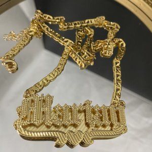 Custom Name Old English Necklace Jewelry Heart Pendant Stainless Steel Handmade